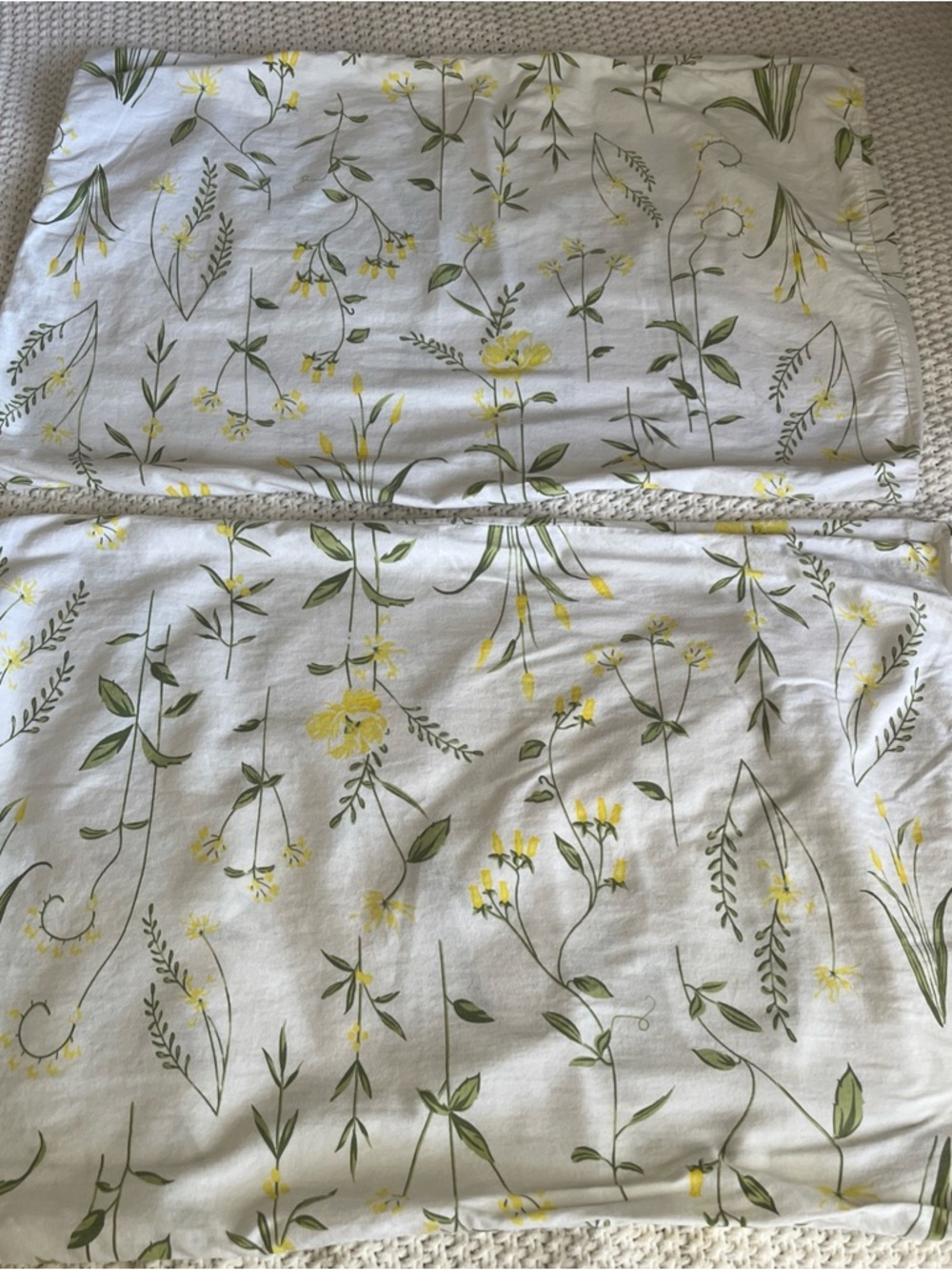 Jolusere Set of 2 Pillowcases 100% Cotton Yellow Green Floral Cotton 20x28” - Picture 5 of 8